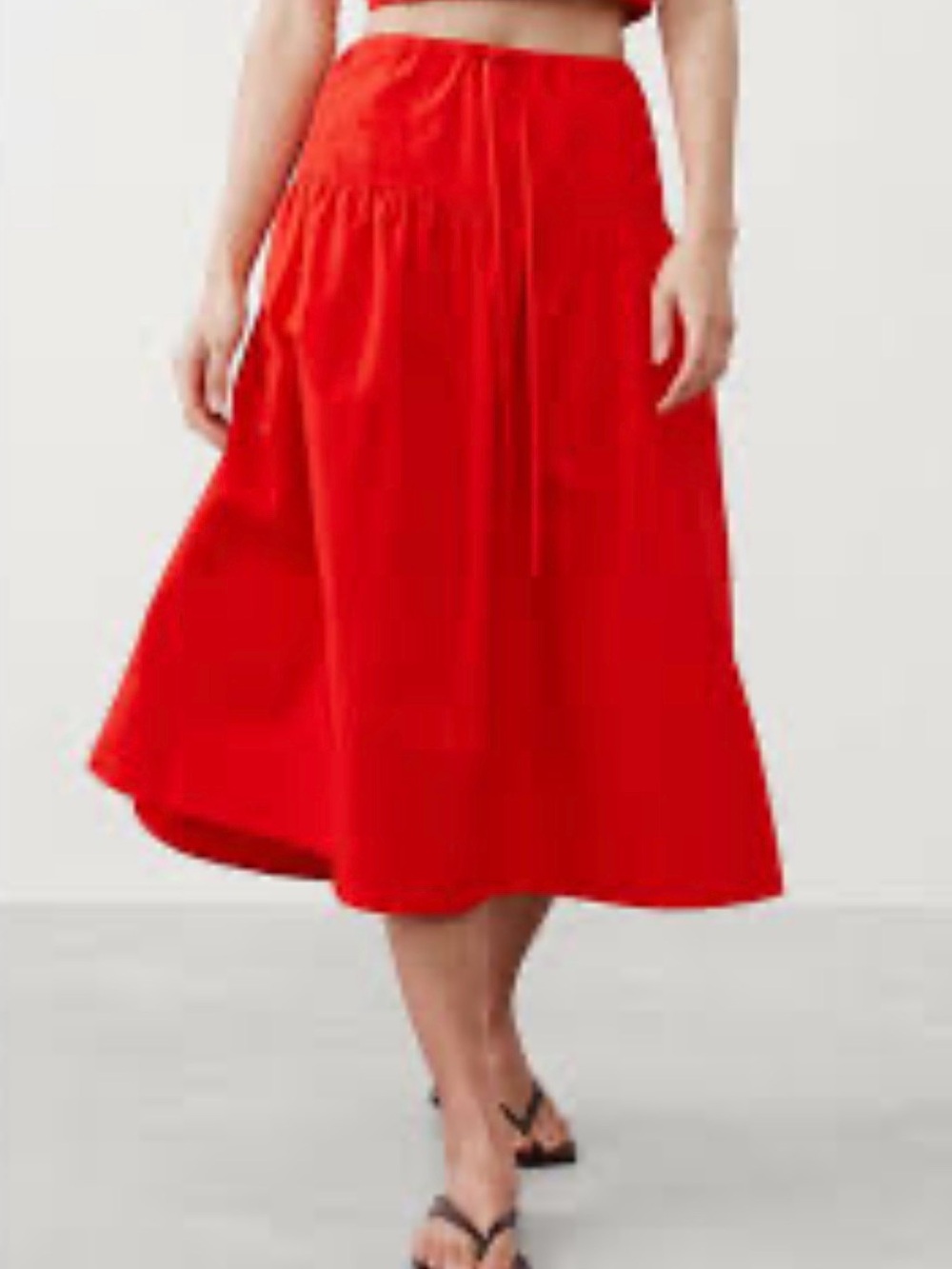 Banana Republic Vibrant Red A-Line Midi Skirt
